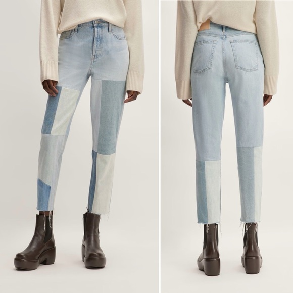 Everlane 90s Cheeky Mended Jeans 29 high rise waist patchwork light wash cotton - Picture 1 of 12